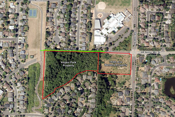 Aerial map of future trail area