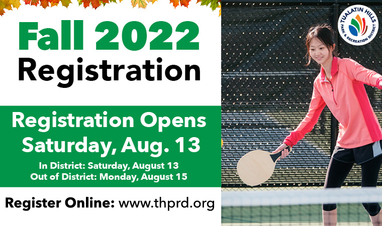 Fall Registration Opens Saturday, August 13